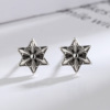 Retro silver needle, fashionable three dimensional earrings, accessory, silver 925 sample, Korean style