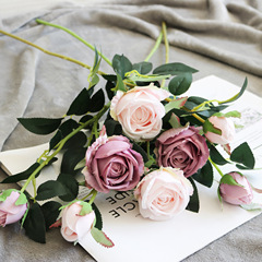 European-style Corolla Edge Rose Edge Rose Simulation Rose Wedding Celebration Home Decor Cross-border