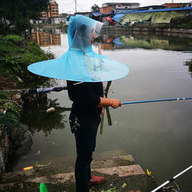 成人飞碟雨衣男士斗篷式户外垂钓雨披女徒步透明防水钓鱼头盔伞帽