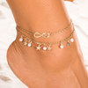 Fashionable retro ankle bracelet with tassels from pearl, European style, boho style