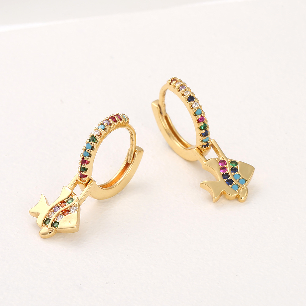 Wholesale Copper Zircon Tropical Fish Earrings display picture 3