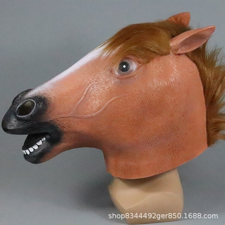 Cabeza de caballo máscara de cabeza animal cubierta de Halloween máscara de látex divertido show en vivo Cosplay props