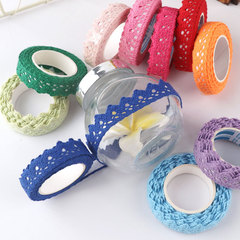 可愛蕾絲 DIY棉質布藝膠帶綁帶 雙色花邊膠布裝飾貼紙瓶子盒裝飾