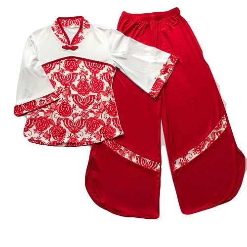 Yang Liping Square Dance Costumes Middle-aged and Elderly Stage Performance Costumes Sequined Paper-cut Flower Yangko Costumes Chinese Style Dance Costumes