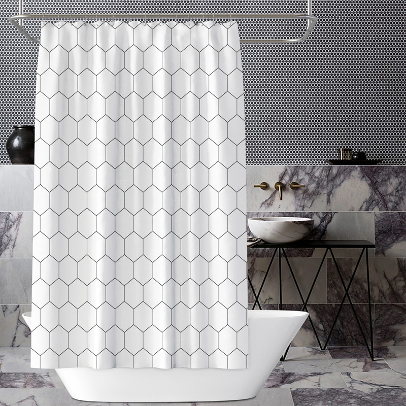 Directly From The Manufacturer: Home Honeycomb Mosaic Thickened Waterproof And Mildew-proof Bathroom Curtain, Polyester_voghion.com