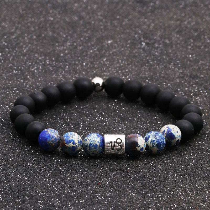 Twelve Constellation Couple Bracelets Natural Emperor Stone Beaded Black Frosted Bracelet DIY Men an