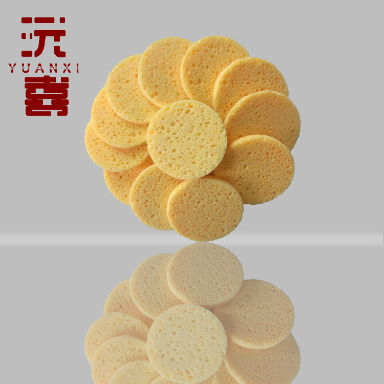 En stock al por mayor embalaje designado esponja de celulosa limpieza algodón pulpa de madera esponja limpieza puff pulpa de madera algodón cara lavado puff