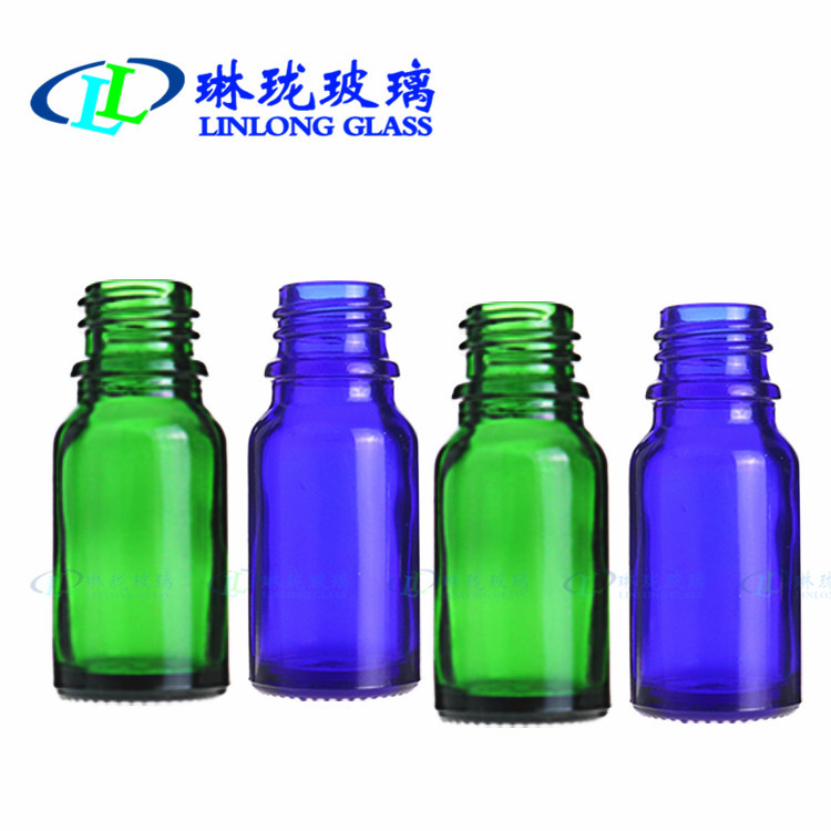  10ML蓝色/绿色精油瓶 调配分装瓶 玻璃瓶 滴管瓶 