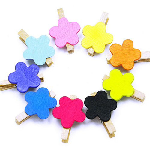 Photo album flower heart Korean style cartoon Wood small clip Message ticket holder Storage clip 3cm