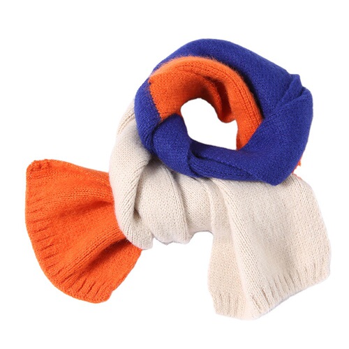 Women's Winter Korean Style Versatile Warm Daily Wear Student Color Block Scarf Trend Ins Original Hostel Style Coarse Wool Knitted Scarf