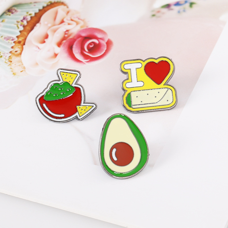 Broche De Dibujos Animados Lindo Serie Aguacate Café Collar Aguja Broche Divertido display picture 1