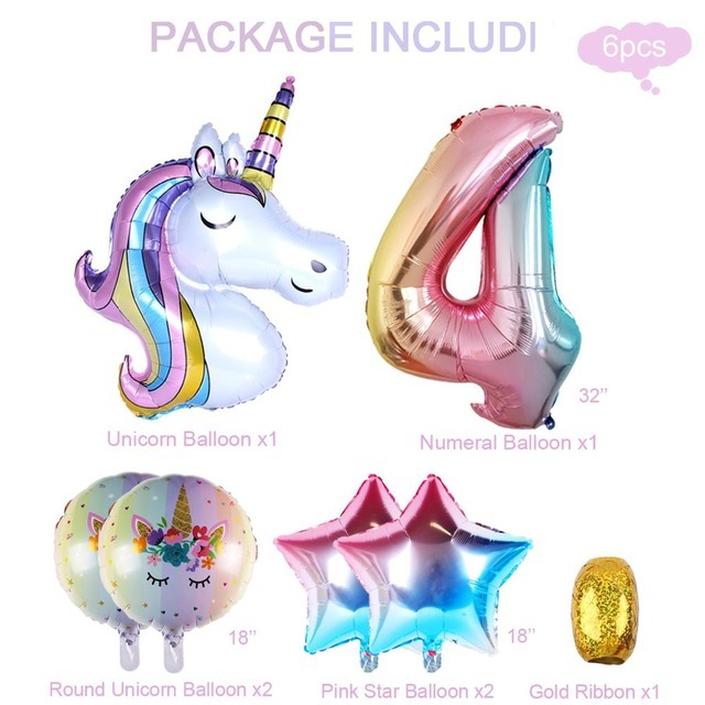 6-7pcs-lot-Rainbow-Unicorn-Bal