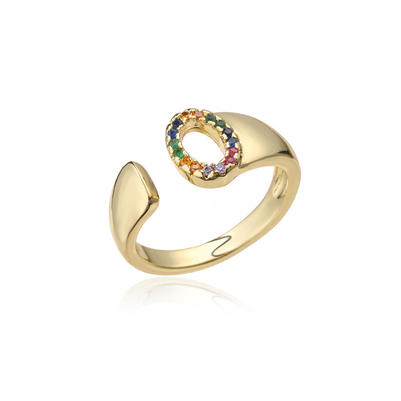 Fashion Copper Micro-inlaid Letter Couple Ring Wholesale display picture 9