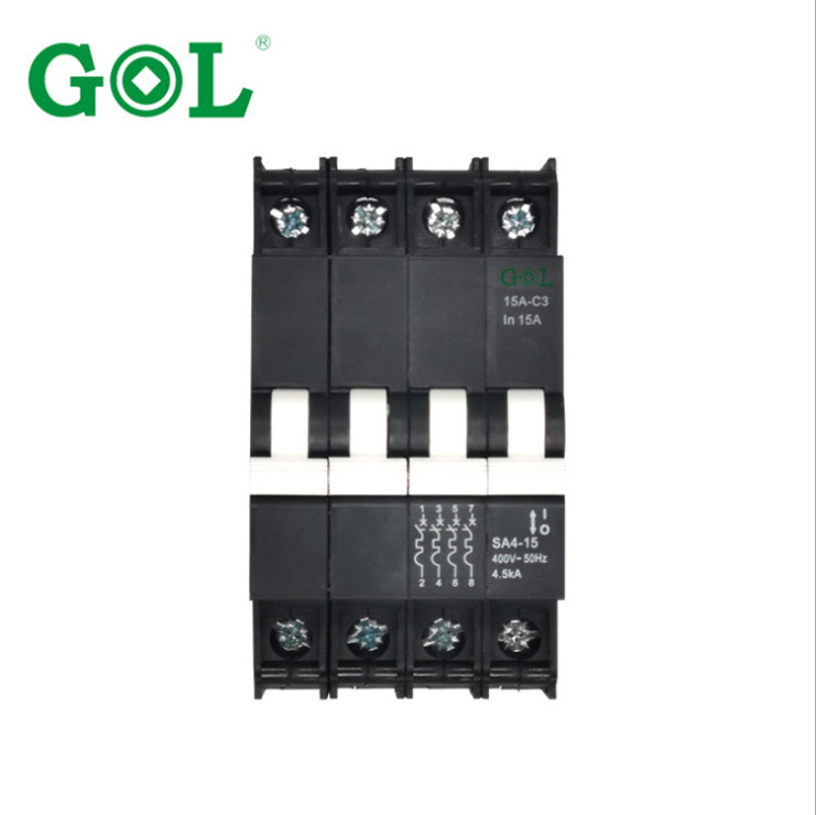 【空气开关】 新品黑色断路器13mm 4P  4.5KA 过载，短路保护