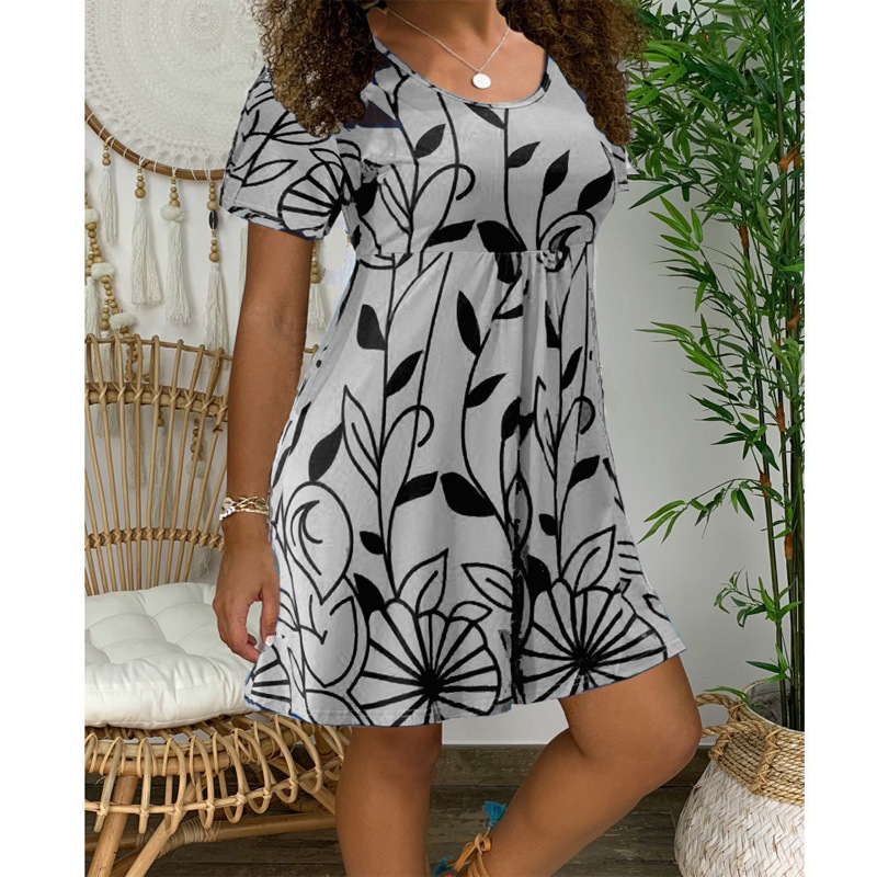 summer new style large size round neck slim short-sleeved dress  NSLZ31240