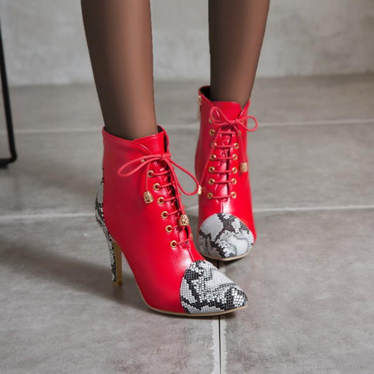 Wasserdichter Retro-Bohemien-Stiletto-Absatz, niedriger Absatz, quadratische Zehenpartie, runde Zehenpartie, Schnür-Reißverschluss, Sportschuhe_voghion.com