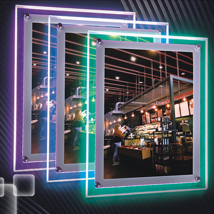 广告灯箱 跨境高端RGB灯箱 带遥控器七彩变色RGB水晶灯箱