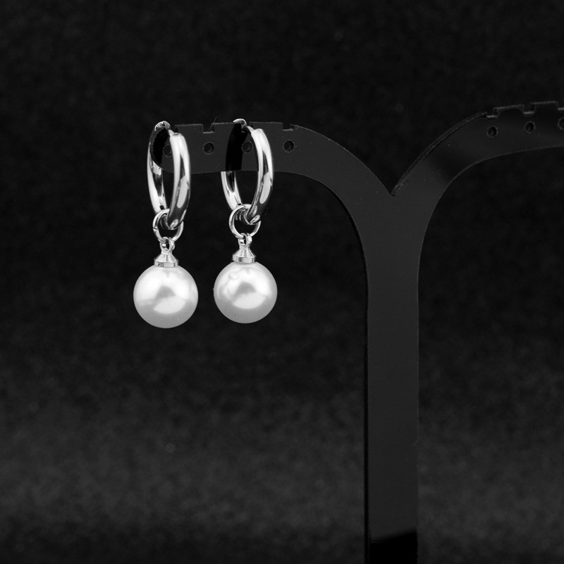 10g Weight Drop Earrings Classification 1 Pair Quantity Holiday, Daily Occasion Stainless Steel Material Pearl Pattern Unisex Gender Polishing Design Simple Style Style 1 Pair Simple Style Pearl Polishing Stainless Steel Drop Earrings 4