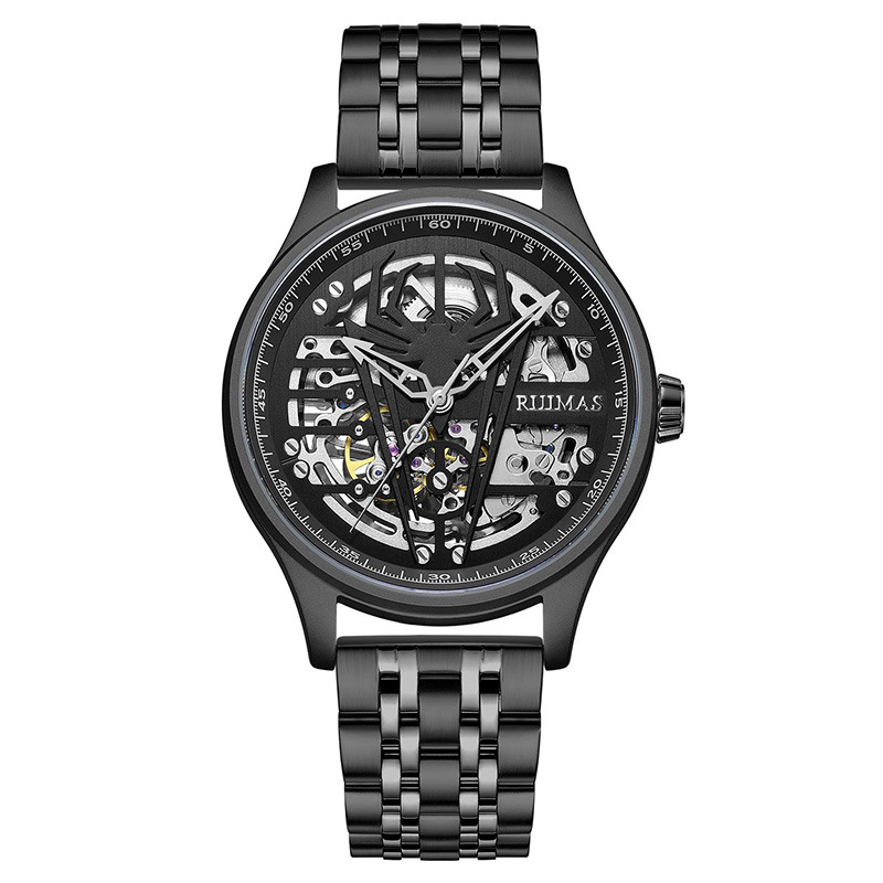 跨境瑞马仕RUIMAS机械表全自动镂空时尚商务休闲男士手表真皮表带