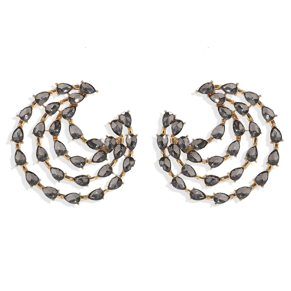 Fashion New  Retro Temperament Drop-shaped Diamond Inlaid Earrings Wholesale display picture 4