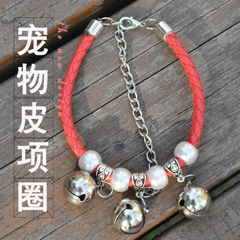 Товары для домашних животных новый тканый кожаный веревочный ошейник для домашних животных Колокольчик аксессуары для собак и кошек PU колокольчик