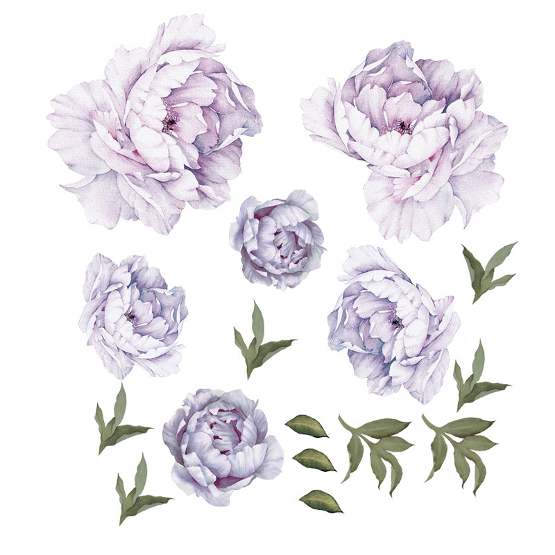 New Fashion Purple Peony Flower Group Wall Stickers display picture 8