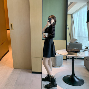 法式收腰显瘦女神范连衣裙2020早秋新款气质小个子长袖裙子女装潮