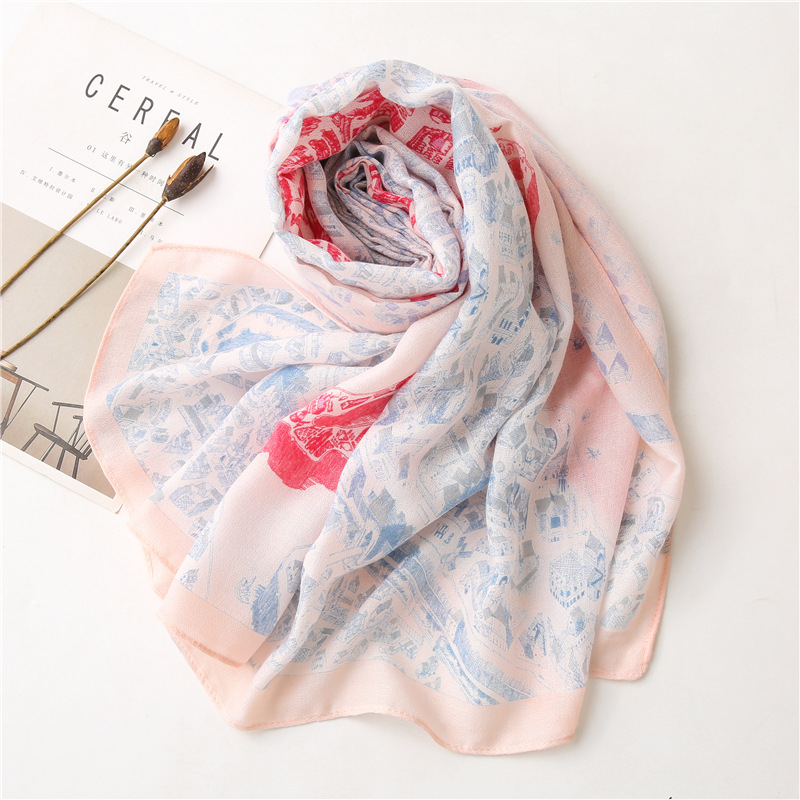 Printed Silk Linen Scarf display picture 12