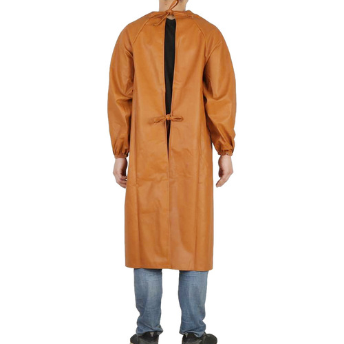 Leather waterproof long-sleeved apron, oil-proof, weak acid and alkali resistant, reverse dressing for men and women, thickened overalls, PU coveralls