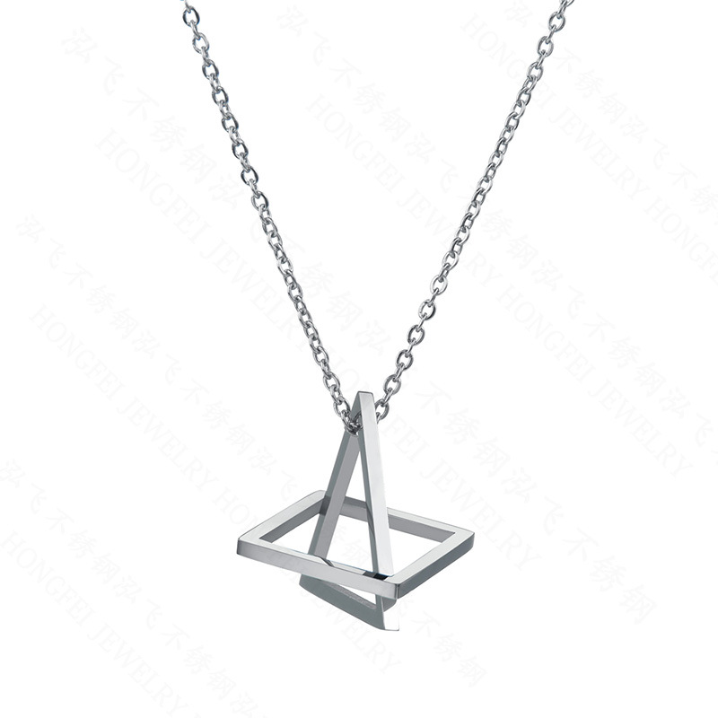 New hot sale Korea niche geometric threedimensional triangle square necklacepicture6