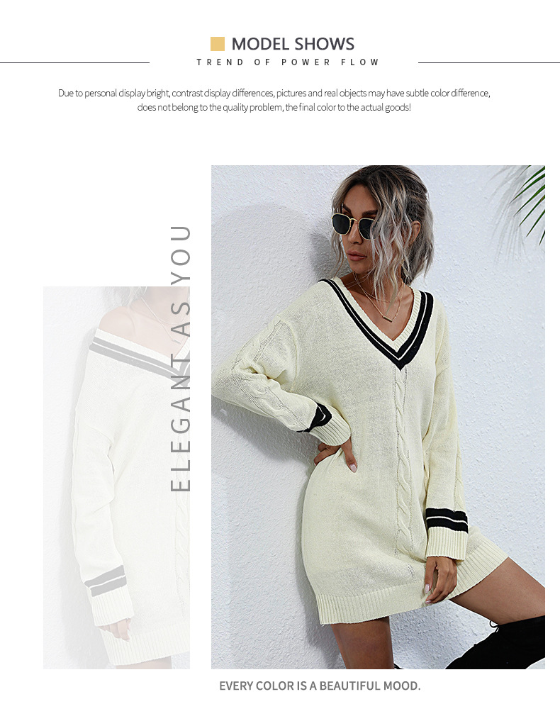 women s V-neck twist flowers OL knitted mid-length sweater skirt nihaostyles wholesale clothing NSDMB79412