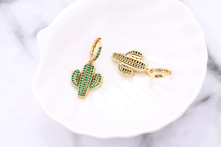 European And American Fashion Colorful Zircon Earrings A Variety Of Creative Personality Pineapple Cactus Earrings Diy Ear Studs Earrings For Women display picture 37