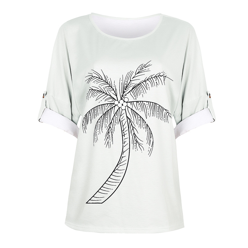 summer loose round neck printed T-shirt  NSKX8490