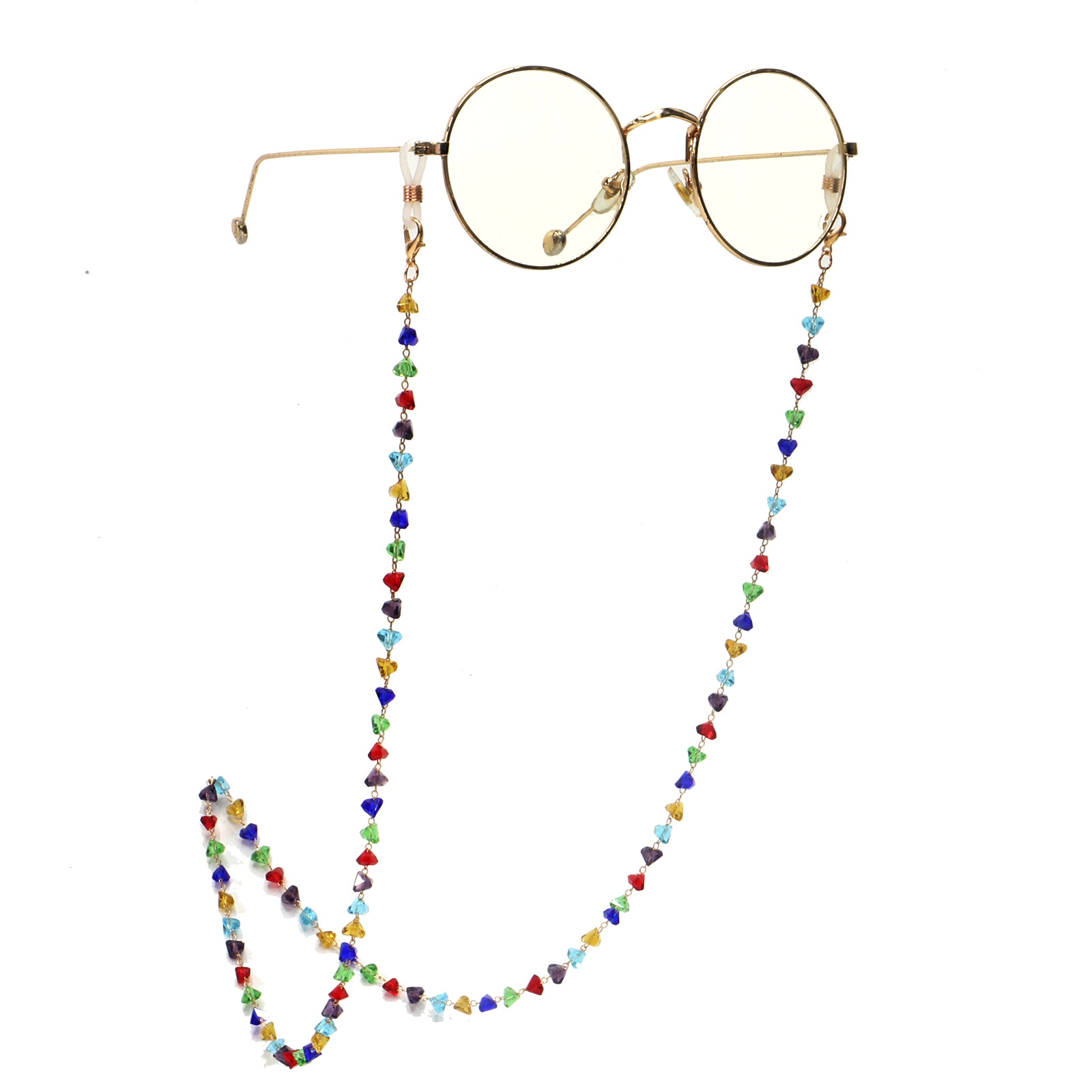 Golden Colored Triangle Crystal Chain Handmade Sunglasses Rope Fashion Sunglasses Chain Wholesale Nihaojewelry display picture 1