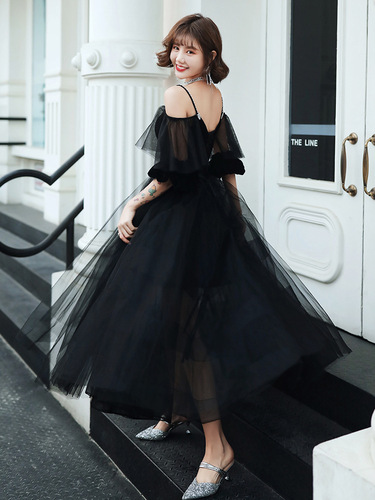 Evening dress with suspender black banquet dress party party fairy dress can be worn at ordinary times