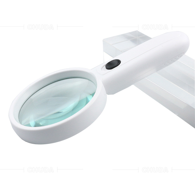 楚冠 75mm手持式带LED玻璃镜片阅读放大镜礼品教学工具户外6B-5