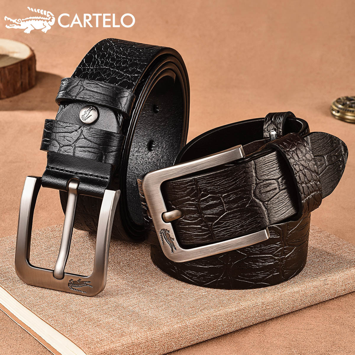 Cardinal crocodile male retro embossed b...