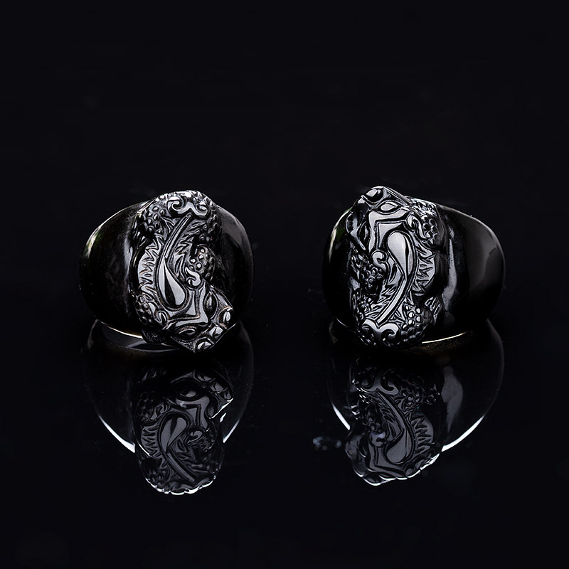 Natural Gold Sheen Obsidian Pixiu Ring Thumb Ring Domineering