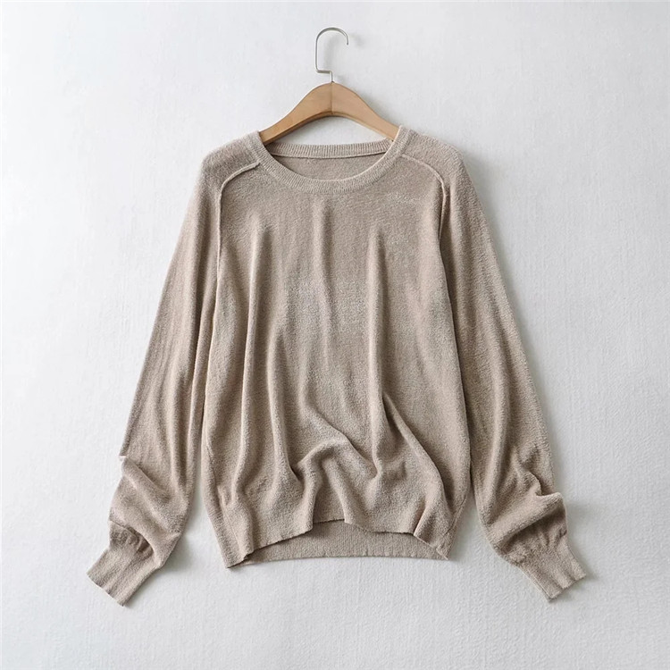 round neck pullover solid knitted top NSLD13804