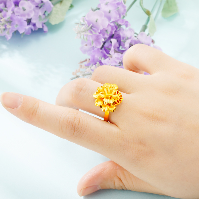 Lujo imitación 24K anillo de oro las mujeres Pavo Real abierto pantalla abierta joyería estilo étnico Phoenix anillo regalo festivo