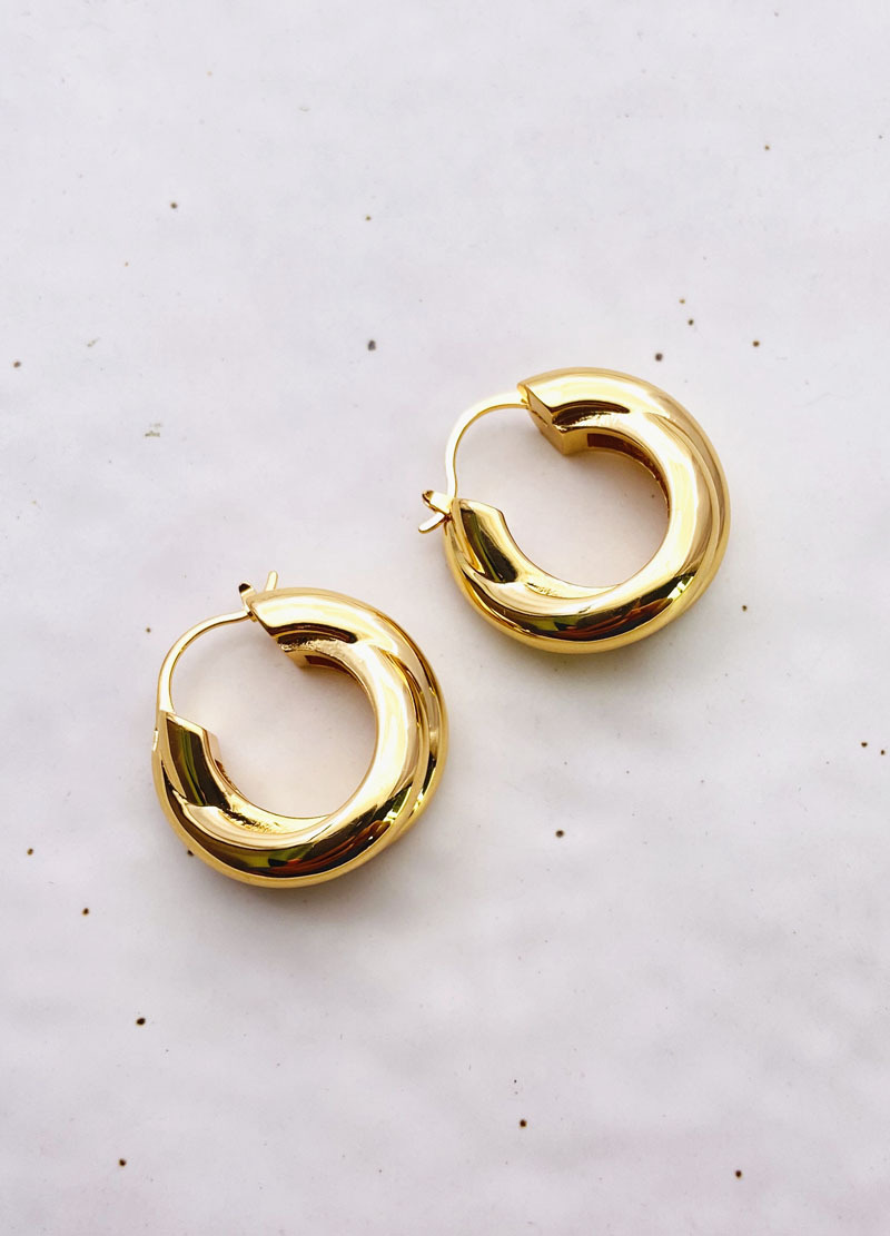 1 Pair Fashion Solid Color Copper Plating Hoop Earrings display picture 2