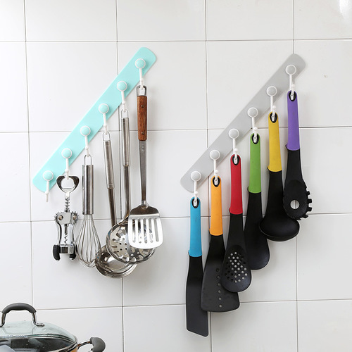 Factory direct sales household single row door rear hook simple multi-functional 360° rotating kitchen and bathroom 6 hooks