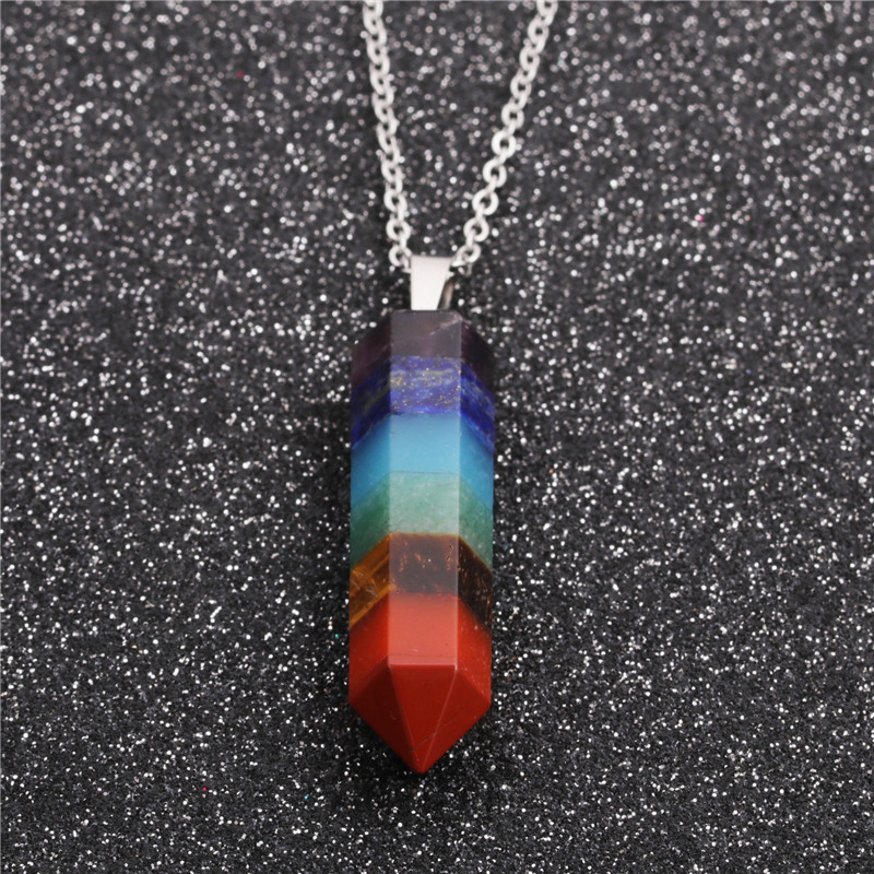 Geometric Type Ethnic Style Pendant Stainless Steel Chain Seven Chakra Pendant Sweater Chain Necklace display picture 6