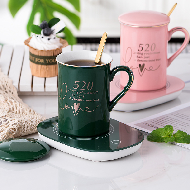 55度恒温暖暖杯陶瓷加热杯垫自热马克杯咖啡杯礼品水杯可印logo
