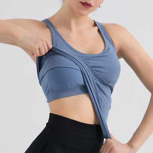 Yoga top Yoga vest with breast pad for women solid sports running breathable fitness clothes