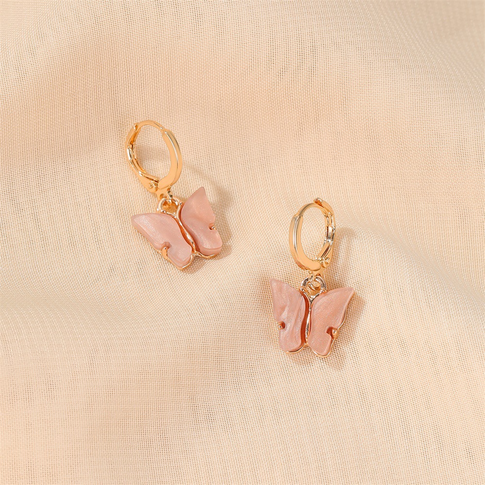 Korean New Butterfly Earrings Summer Temperament Super Fairy Butterfly Earrings Ear Buckle Wind Color Acrylic Earrings display picture 11