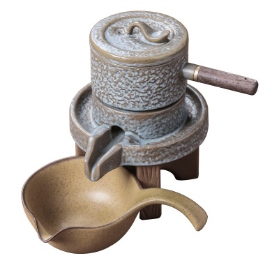 陶诚懒人石磨茶具单个旋转出水功夫茶壶复古时来运转自动冲泡茶器