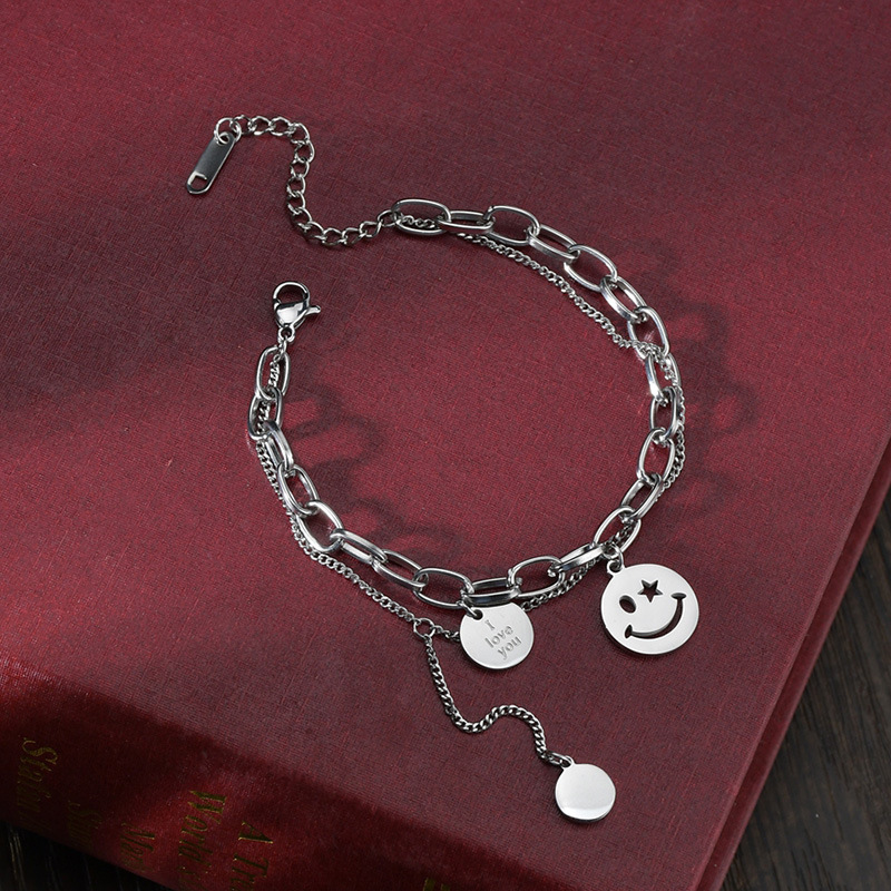 Smiley Titanium Steel Bracelet display picture 9