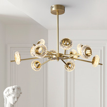 后现代北欧铜色水晶分子吊灯简约大气枝型设计师客厅餐厅别墅卧室