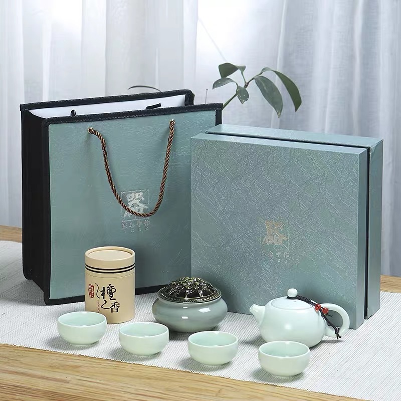 地產公司商務開業活動禮品香道高檔茶具套裝logo陶瓷功夫茶具批發